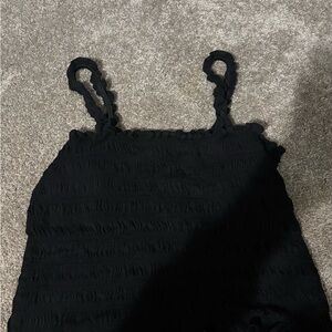 Old Navy Black Smocked Ruffle Strap Tank